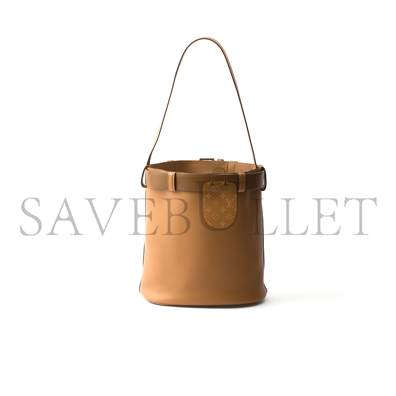 Pra*a buckle leather bucket bag with belt 1be085 (29*26.5*18cm)